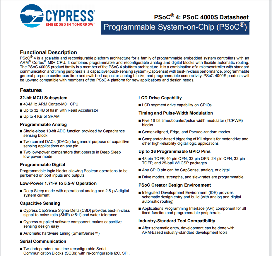 賽普拉斯代理商，CYPRESS代理商，ARM微控制器芯片，CY8C4025LQI-S401代理商，CY8C4025LQI-S401現(xiàn)貨供應.png