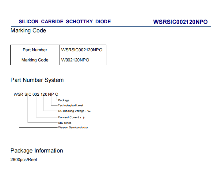 Wayon代理商，維安代理商，SiC Schottky Diode， 碳化硅肖特基二極管，WSRSIC002120NPO.png